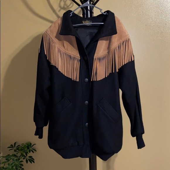 Michelle Francios Jackets & Blazers - Michelle Francios wool & leather fringe coat,large
